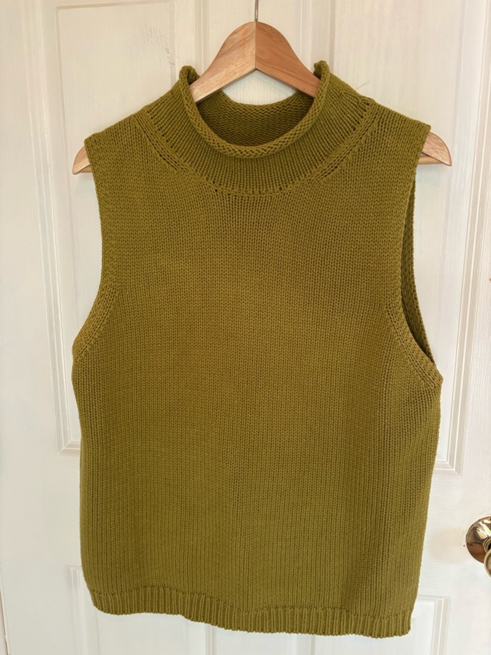 Olive green knit sweater muscle tank with rollneck size xl